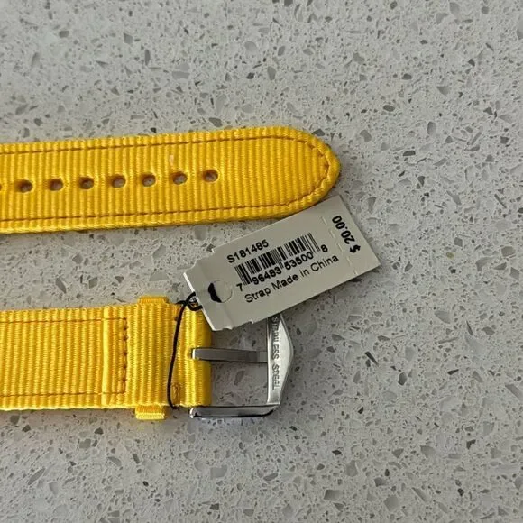 NWT Fossil Yellow Watch Strap Watchband Belt Silver Buckle 18mm - Picture 6 of 8